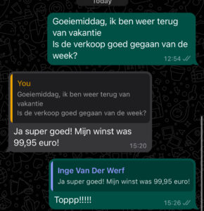 WhatsApp resultaten bloemenwijk verkoper bijbaan