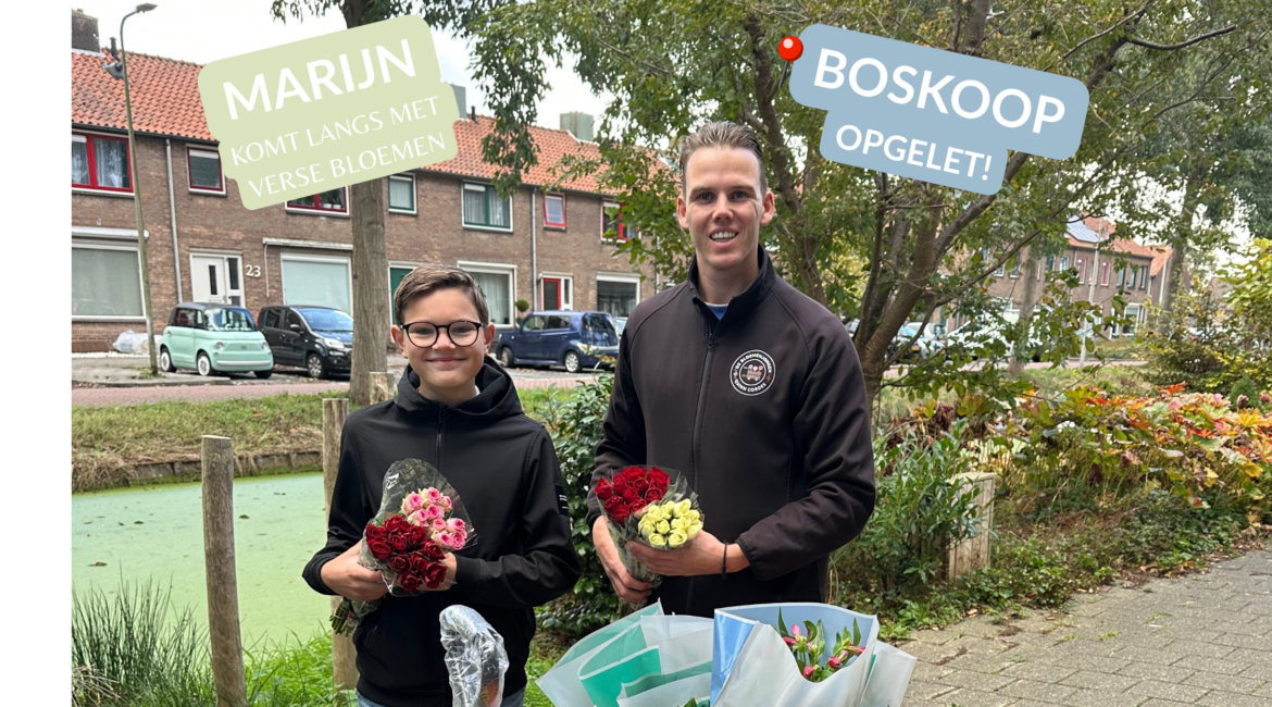 Marijn 15 verkoopt bloemen bijbaan